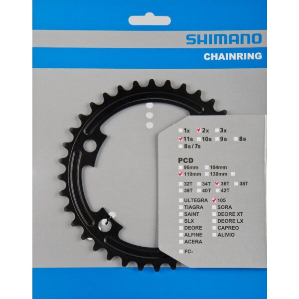 Shimano Kettenblatt für Kurbel 105 FC-5800 4-Arm, 11-fach, 36 Zähne, schwarz