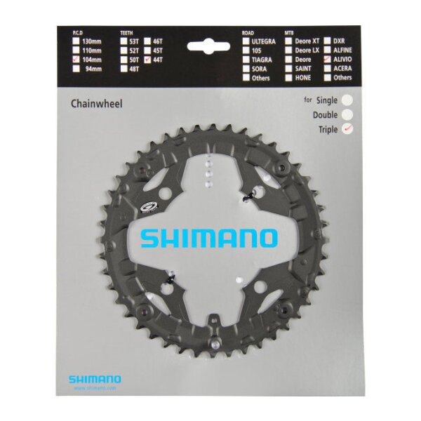 Shimano Kettenblatt für Kurbel Alivio FC-M430 4-Arm, 9-fach, 44 Zähne