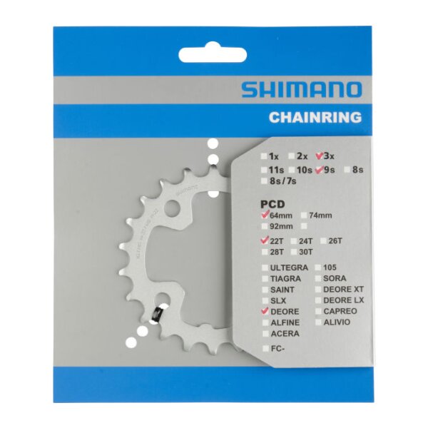 Shimano Kettenblatt für Kurbel Deore FC-M510, 9-fach, 22 Zähne