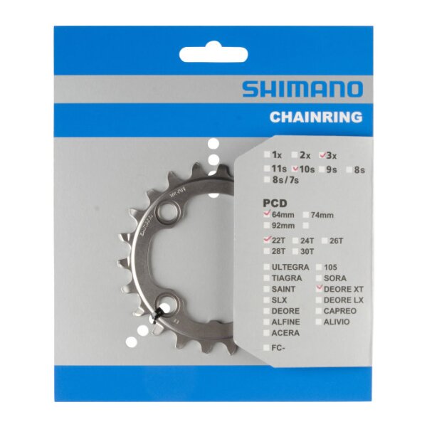 Shimano Kettenblatt für Kurbel Deore XT FC-M782 4-Arm, 10-fach, 22 Zähne