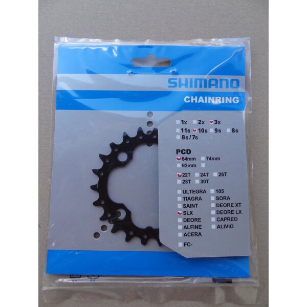 Shimano Kettenblatt für Kurbel SLX FC-M672/Deore FC-M612, 10-fach, 22 Zähne
