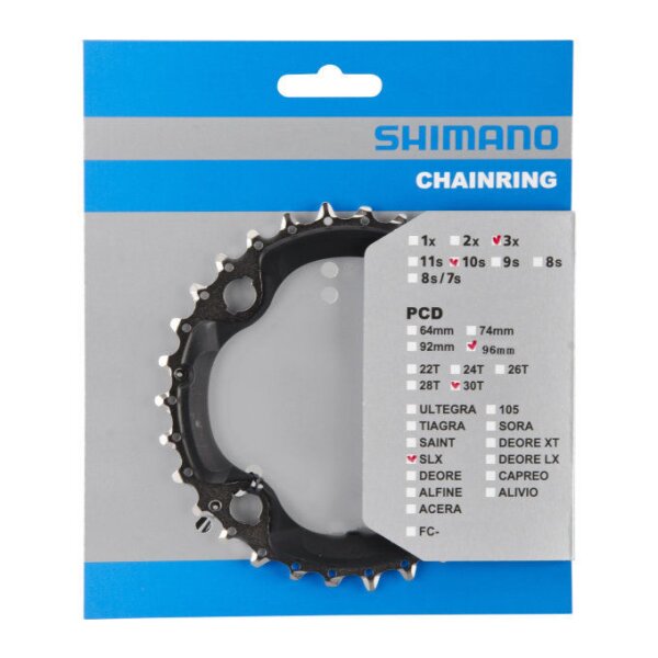 Shimano Kettenblatt für Kurbel SLX FC-M672/Deore FC-M612, 10-fach, 30 Zähne