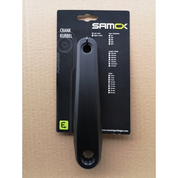 Samox E-Bike Kurbel links Bosch & Brose, ISIS, 170 mm, Offset 13 mm, schwarz
