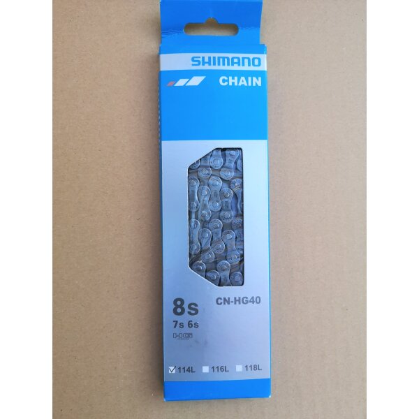 Shimano CN-HG40 Kette 6/7/8-fach, 114 Glieder, inkl. Nietstift, OVP