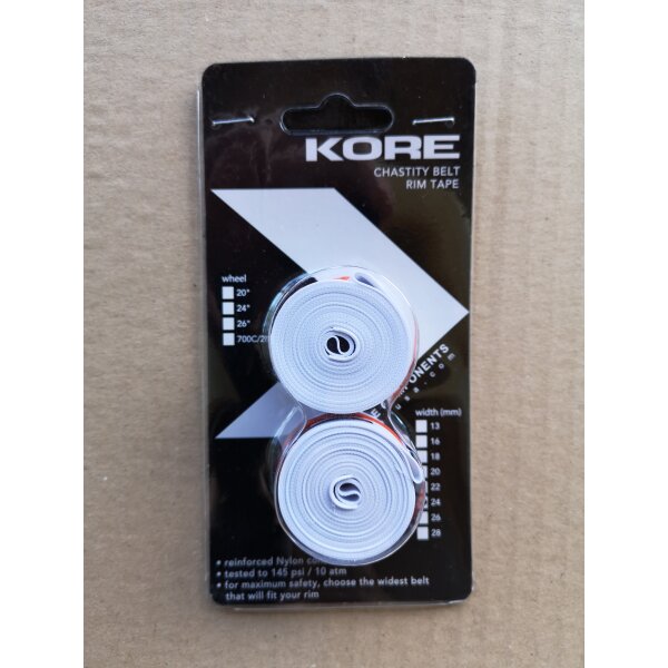 Kore Chastity Belt Felgenband 27.5", 24 mm, weiß, Set 2 Stück