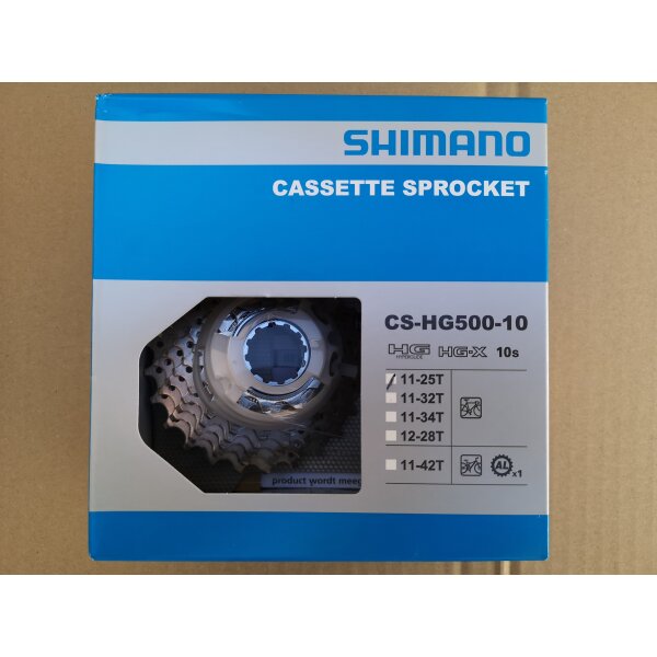 Shimano CS-HG500-10 Kassette für Rennrad, 10-fach, 11-25 Zähne, OVP