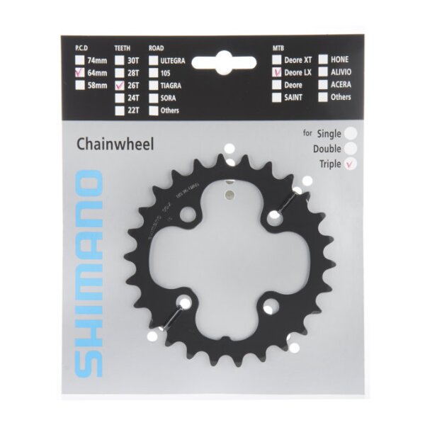 Shimano Kettenblatt für Kurbel SLX FC-M660, 9-fach, 26 Zähne, schwarz