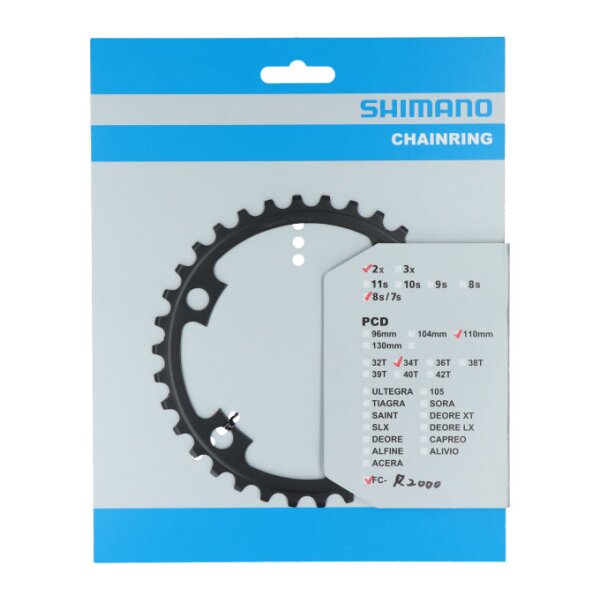 Shimano Kettenblatt für Kurbel Claris FC-R2000, 2*8-fach, 34 Zähne