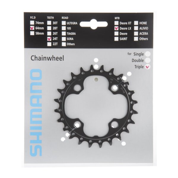 Shimano Kettenblatt für Kurbel SLX FC-M660-10, 4-Arm, 10-fach, 24 Zähne