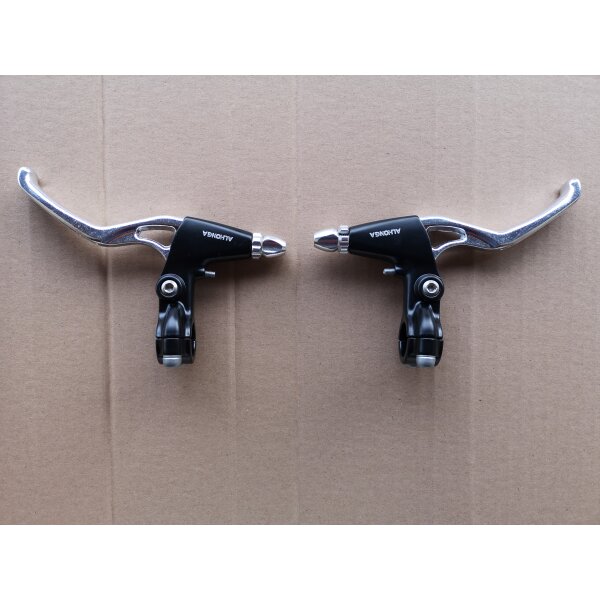 Alhonga Bremshebel 3-Finger, Set links & rechts für V-Brake, schwarz/silber