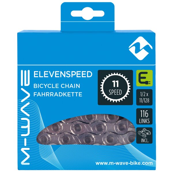 M-Wave Kette Elevenspeed E 11-fach, 1/2*11/128 Zoll, 116 Glieder, für E-Bikes