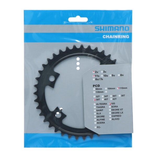 Shimano Kettenblatt für Kurbel 105 FC-R7000 4-Arm, 11-fach, 39 Zähne, schwarz