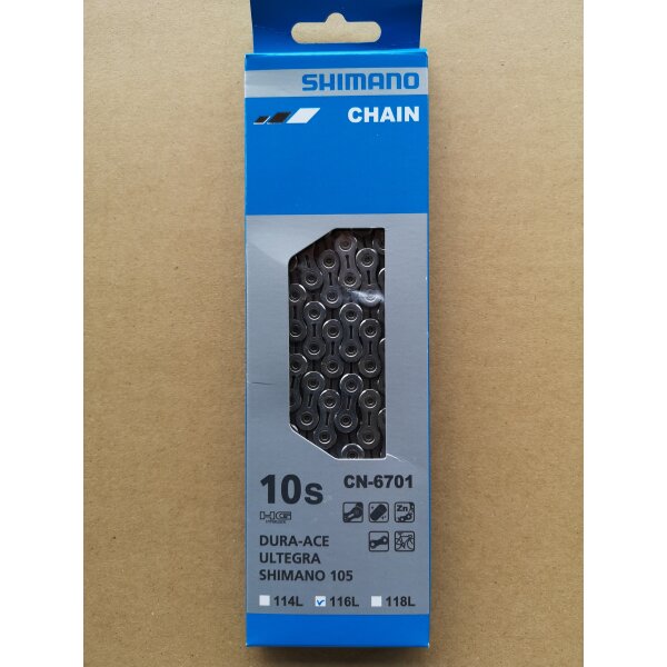 Shimano CN-6701 Kette für 2*10-fach Rennradschaltungen, 116 Glieder