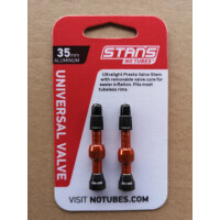 Stans Notubes Tubeless Ventil-Set (2 Stück) Alu SV 35 mm, orange