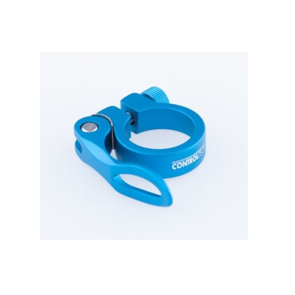 Control Tech One Sattelklemme / Sattelstützklemme mit Schnellspanner, 31,8 mm, blau