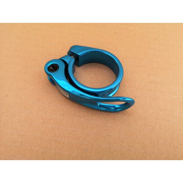 Promax SL Sattelklemme / Sattelklemmschelle Schnellspanner, 34,9 mm, blau