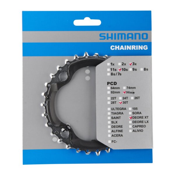 Shimano Kettenblatt für Kurbel Deore XT FC-M782 4-Arm, 10-fach, 30 Zähne
