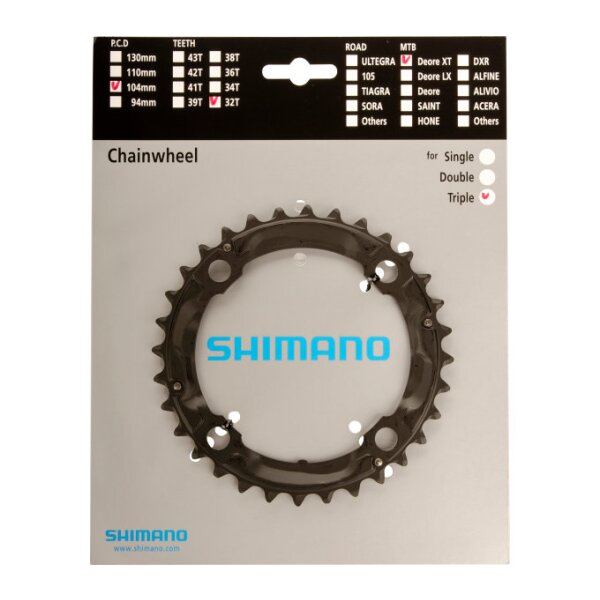 Shimano Kettenblatt für Kurbel Deore XT FC-M760 4-Arm, 9-fach, 32 Zähne