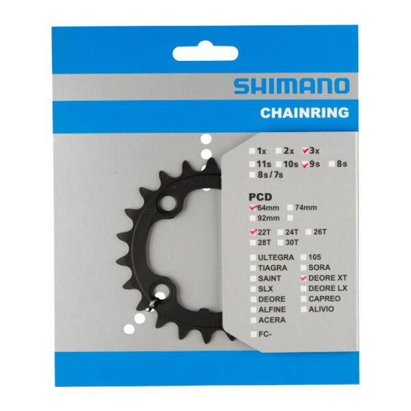 Shimano Kettenblatt für Kurbel Deore XT FC-M760 4-Arm, 9-fach, 22 Zähne
