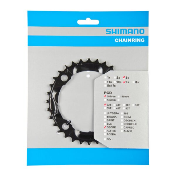 Shimano Kettenblatt für Kurbel Deore FC-M590, 9-fach, 32 Zähne, schwarz