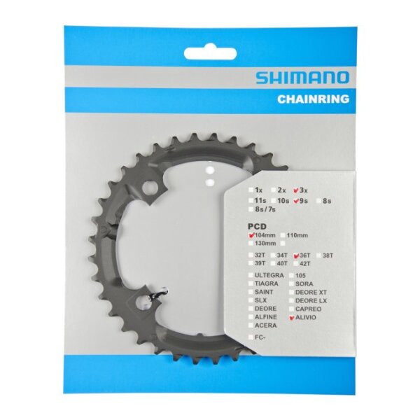 Shimano Kettenblatt für Kurbel Alivio FC-M431 4-Arm, 9-f., 36 Zähne, schwarz