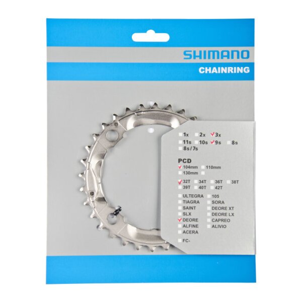 Shimano Kettenblatt für Kurbel Deore FC-M532 / M542, 9-fach, 32 Zähne