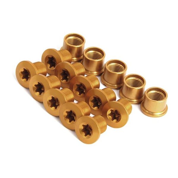 Procraft Kettenblattschrauben Aluminium für 3-fach Kurbeln, gold