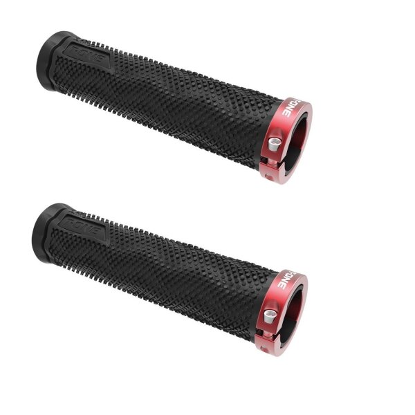 T-One DOT Lock-on Lenkergriffe, einseitige Klemmung, schwarz/rot, NEU