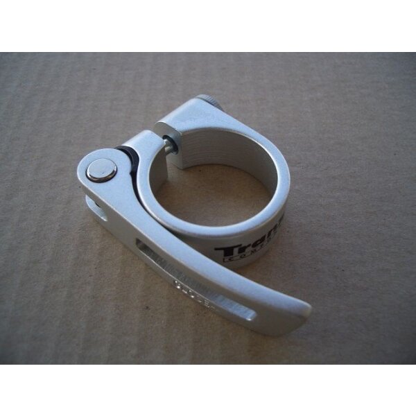 TransX Sattelstützklemme Sattelklemmring Schnellspanner, 34,9 mm, silber, NEU