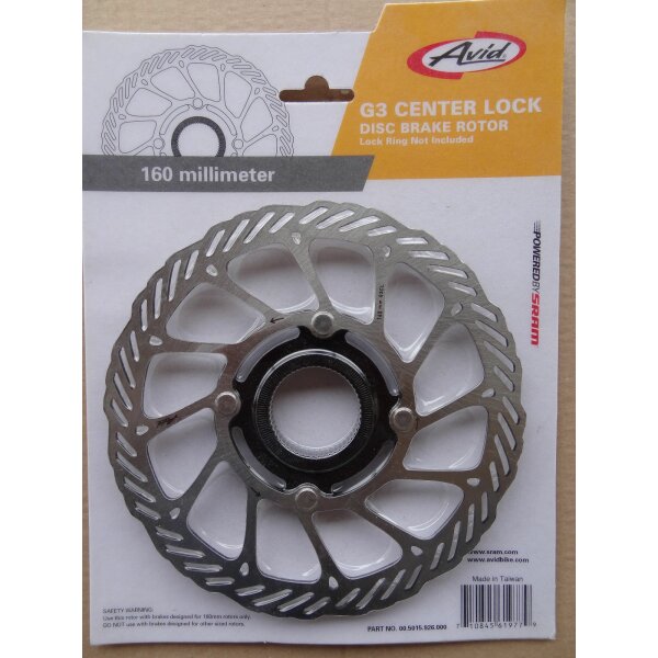 Avid G3 Scheibe 160 mm, Centerlock, OHNE Lockring