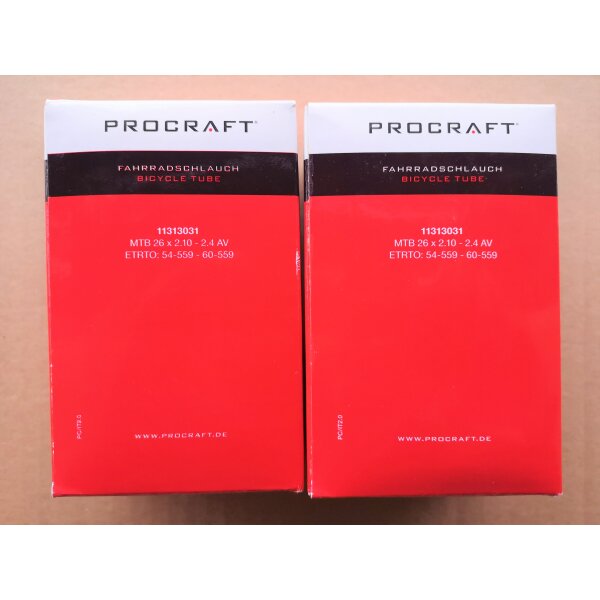 Procraft Schlauch MTB 26*2,1-2,4 Zoll, AV, Set 2 Stück